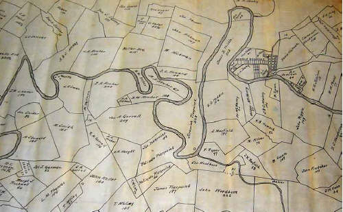 Map (circa 1880s) of Tyler County at the Tyler County Heritage Museum in Middlebourne, West Virginia. Digital Photo by Carol McCoy