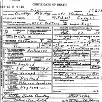 Solomon Mitchell Grouse Death Certificate in 1939.